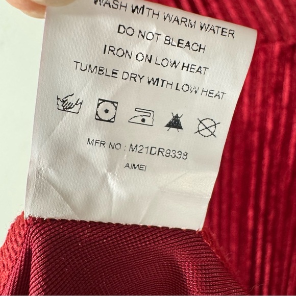 NWT Simplee True Wrap Dress Red Velvet Ribbed Short Sleeves - Picture 12 of 12